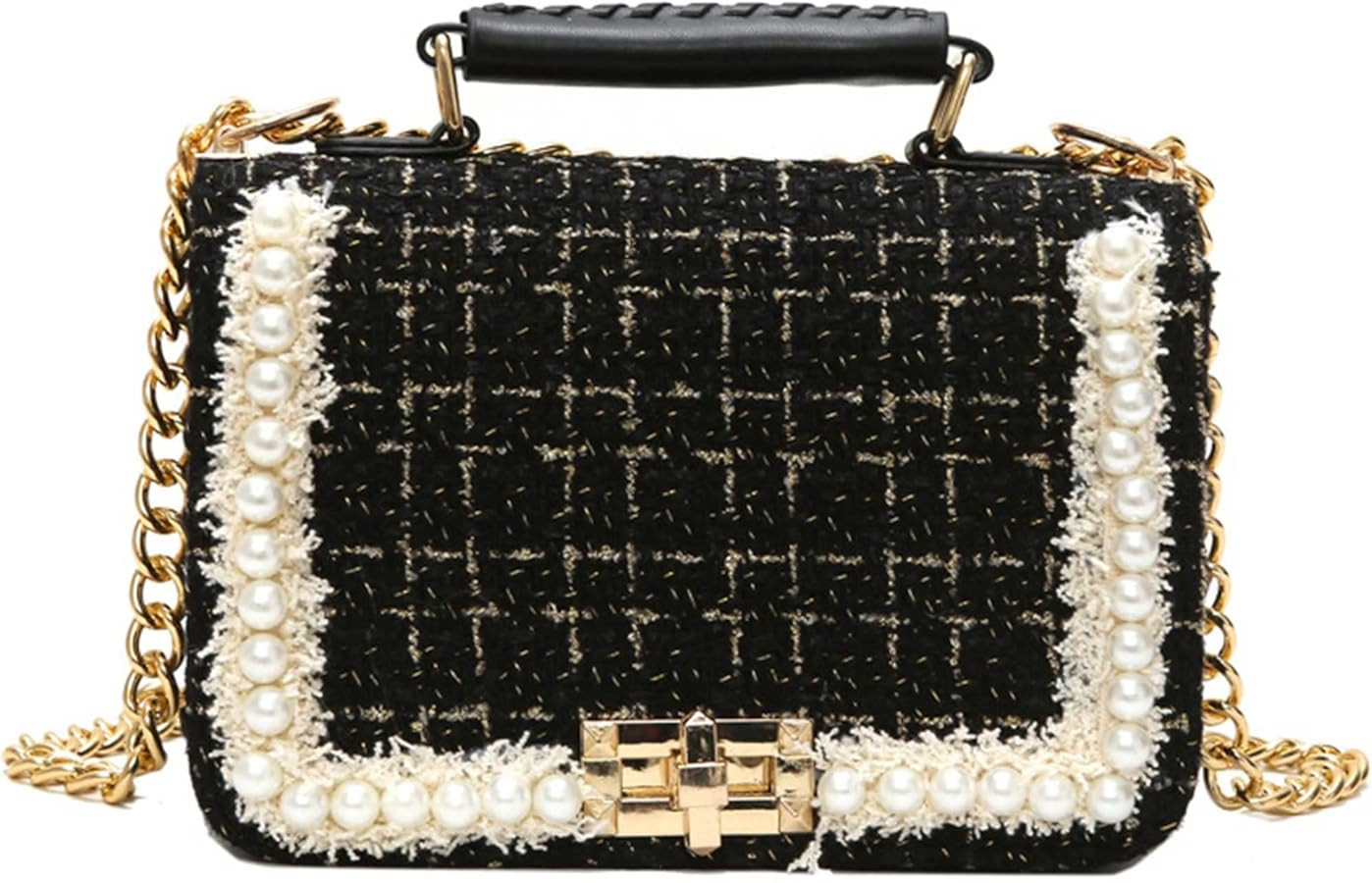 Vaeltaja Women Tweed Pearl Purses and Handbags Ladies Fashion Top Handle Chain Satchel Shoulder B... | Amazon (US)