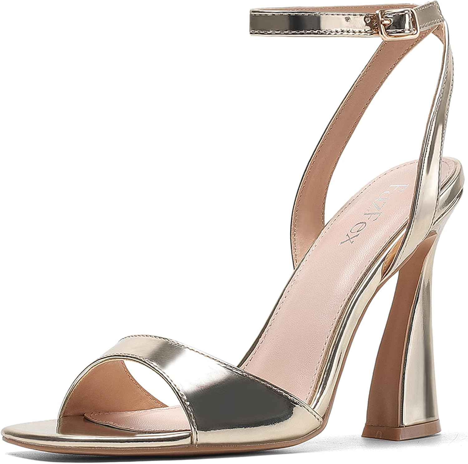 FazFex Womens Fashion Ankle Buckle Strap Heeled Sandals Comfortable Peep Toe Patent Leather Strap... | Amazon (US)