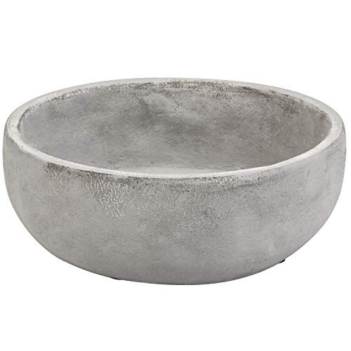 MyGift 8 Inch Decorative Minimalist Round Grey Cement Succulent Planter Bowl | Amazon (US)