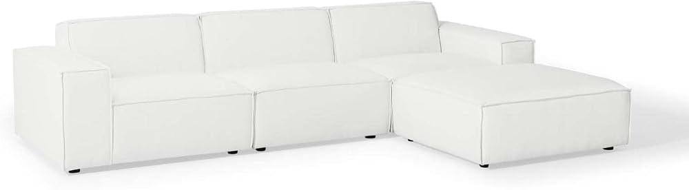 Modway Restore 4-Piece Upholstered Sectional Sofa in White | Amazon (US)