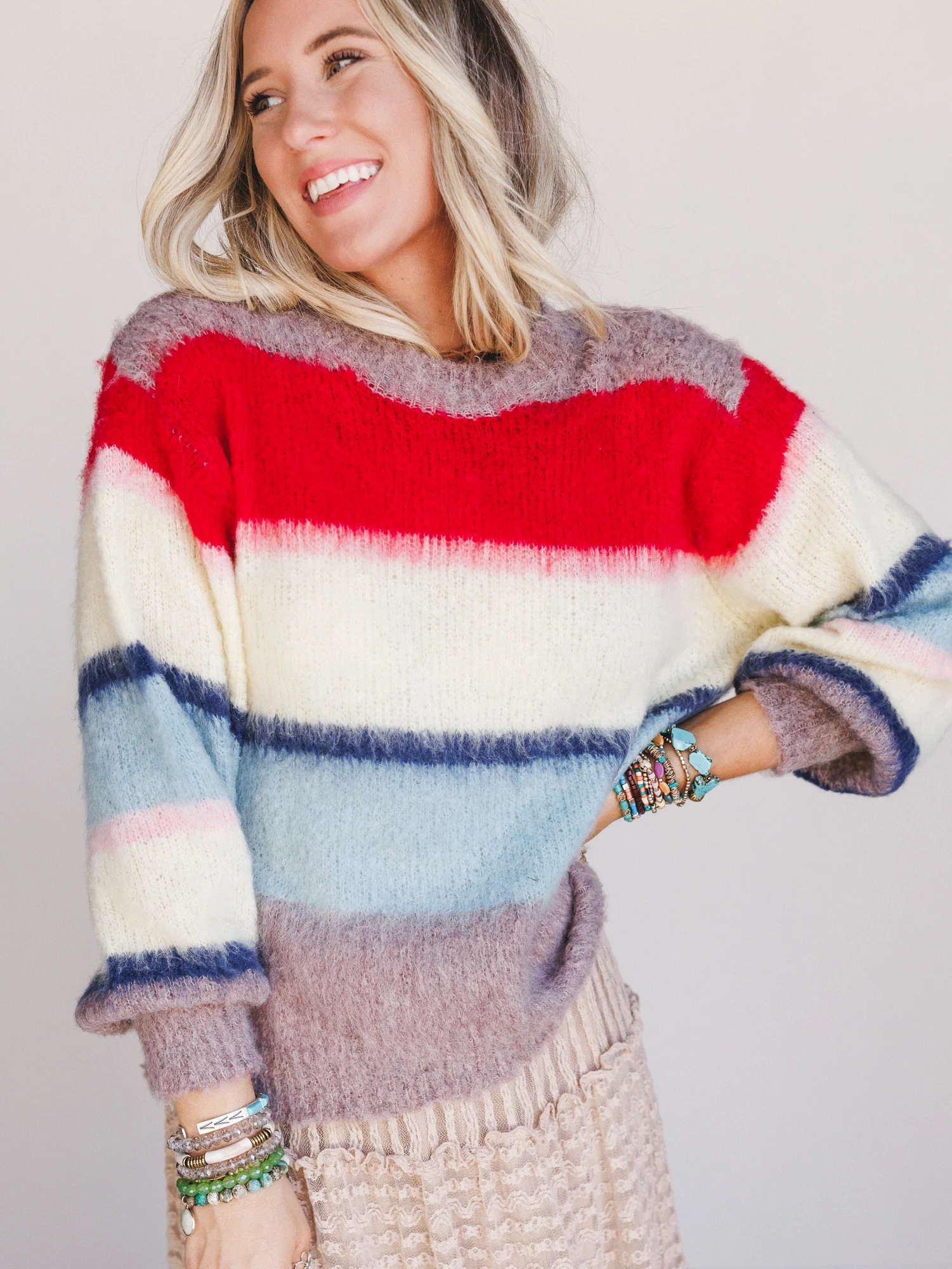 Rhythm Line Sweater - Multi | Three Bird Nest