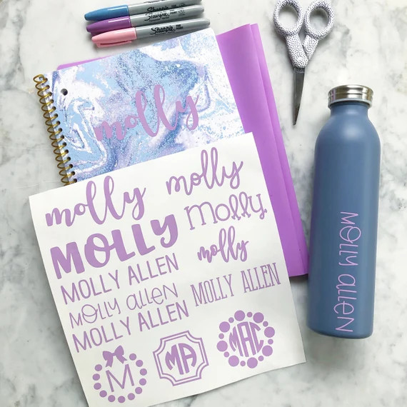 Sticker Decal Sheet Name Initial & Monograms Back to school | Etsy | Etsy (US)