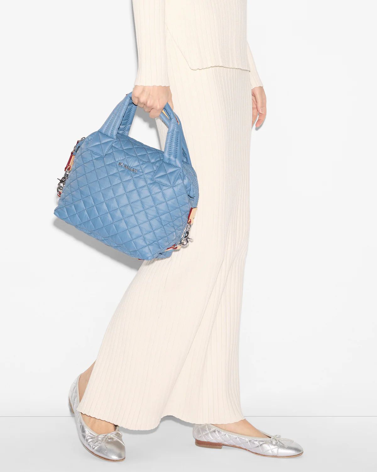 Small Sutton Deluxe Quilted Crossbody Bag in Cornflower Blue| MZ Wallace | MZ Wallace