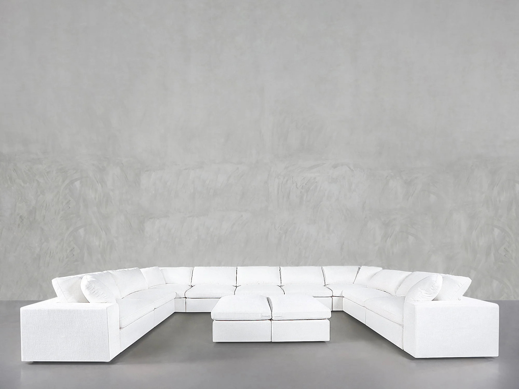 9-Seat Modular U-Sectional with Double Ottoman - Pure White / Classic / Standard | 7th Avenue
