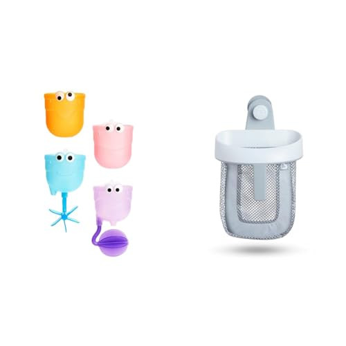 Munchkin® Falls™ Baby and Toddler Bath Toy & Super Scoop™ Hanging Bath Toy Storage with Quick Drying Mesh, Grey | Amazon (US)