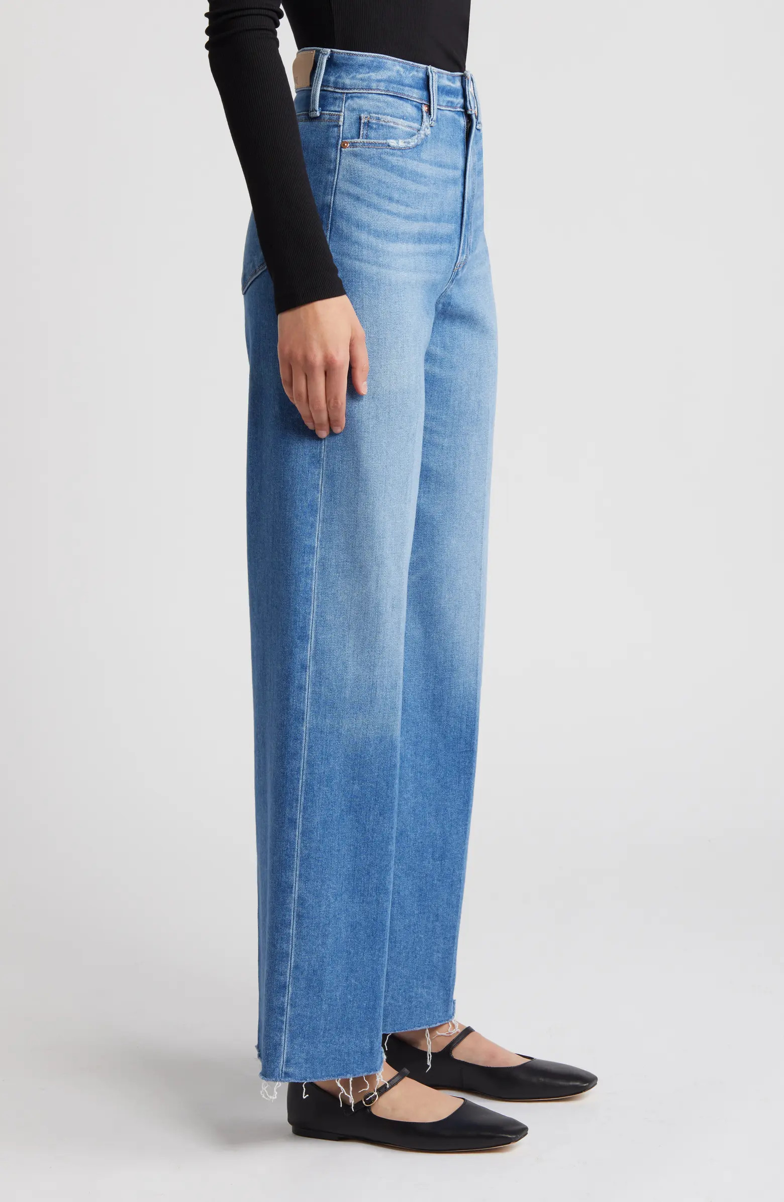 PAIGE Anessa High Waist Raw Hem Wide Leg Jeans | Nordstrom | Nordstrom