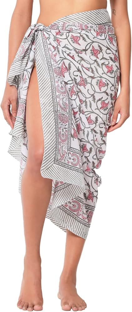 parihan Swimsuit Beach Sarong Cover Ups for Swimwear Women-Hand Print Wrap Skirt | Amazon (US)