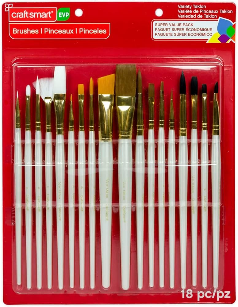 Assorted Taklon Paint Brushes by Craft Smart, 18 Count | Amazon (US)
