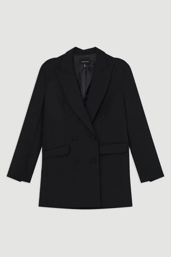 Compact Stretch Double Breasted Oversized Tailored Jacket | Karen Millen | Karen Millen UK + IE + DE + NL