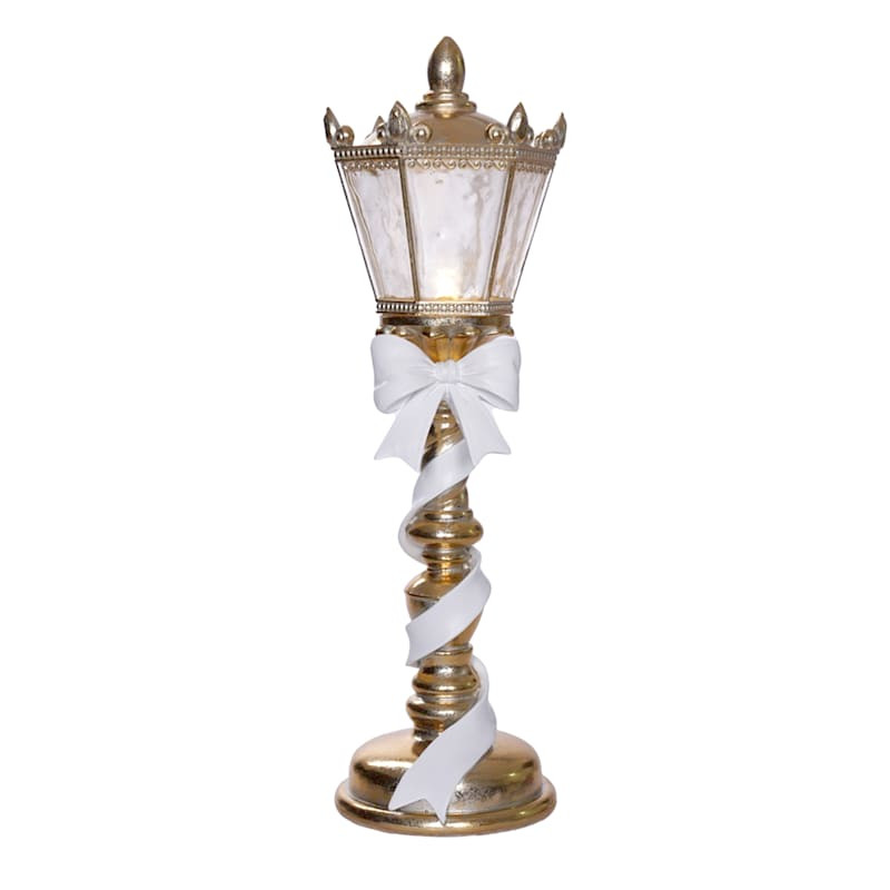 Lamp Post with White Bow, 16" | At Home