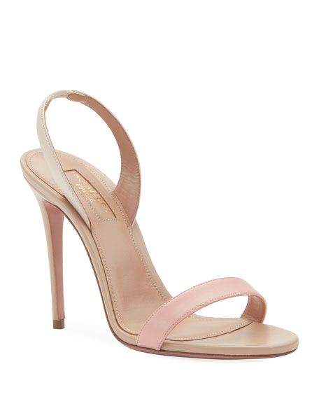 Aquazzura So Nude Two-Tone Slingback Sandals | Neiman Marcus