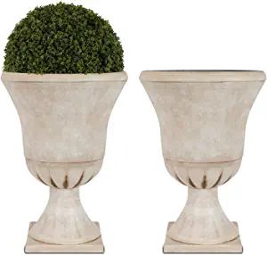 Worth Garden Plastic Urn Planters for Outdoor Plants, Tree 22'' Tall 2 Pack Round Classic Resin F... | Amazon (US)