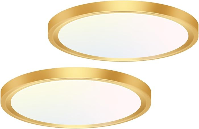 hepside 2PACK Flush Mount LED Ceiling Light Fixture Golden, 12Inch 28W, Dimmable 3000K-4500K-6000... | Amazon (US)