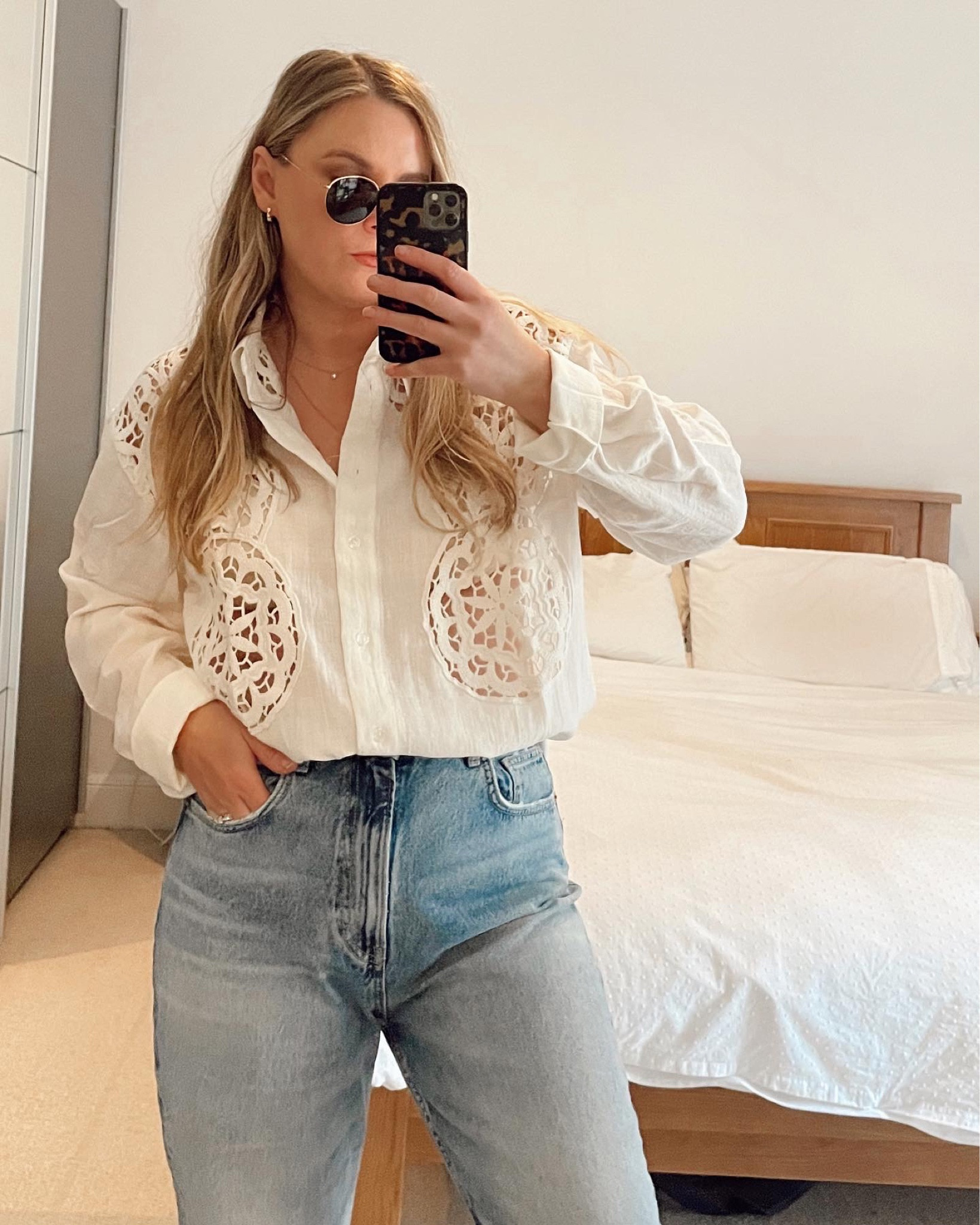 H&M white spring crochet blouse with blue jeans! Spring style outfit, simple chic outfit, neutral style 

#LTKunder50 #LTKeurope #LTKfit