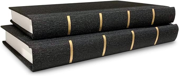 Textured Linen Home Decor Book (Black with Gold Lines) | Amazon (US)