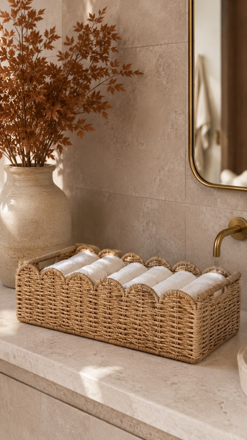 Turn your bathroom into a spa with this beautiful woven storage basket. It’s perfect for keeping rolled towels organized while adding a warm, elevated touch to your space. I love how it instantly makes a bathroom feel more expensive without a big makeover. Functional, stylish, and surprisingly affordable. Such an easy home upgrade that looks straight out of a designer home. 

 #LTKdayinmylife #LTKgrwm #LTKHome