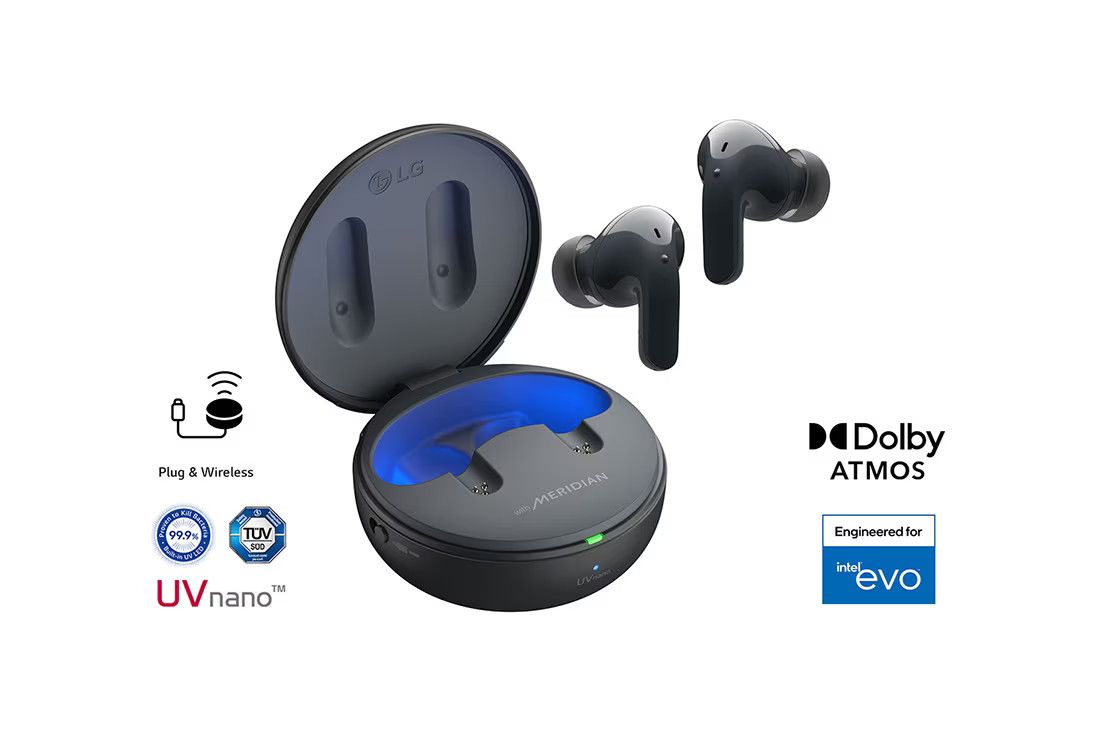 LG  TONE Free UT90Q - Dolby Atmos Wireless Bluetooth Earbuds with Plug & Wireless Connections : b... | LG AV (UK) - TONE Free Earbud