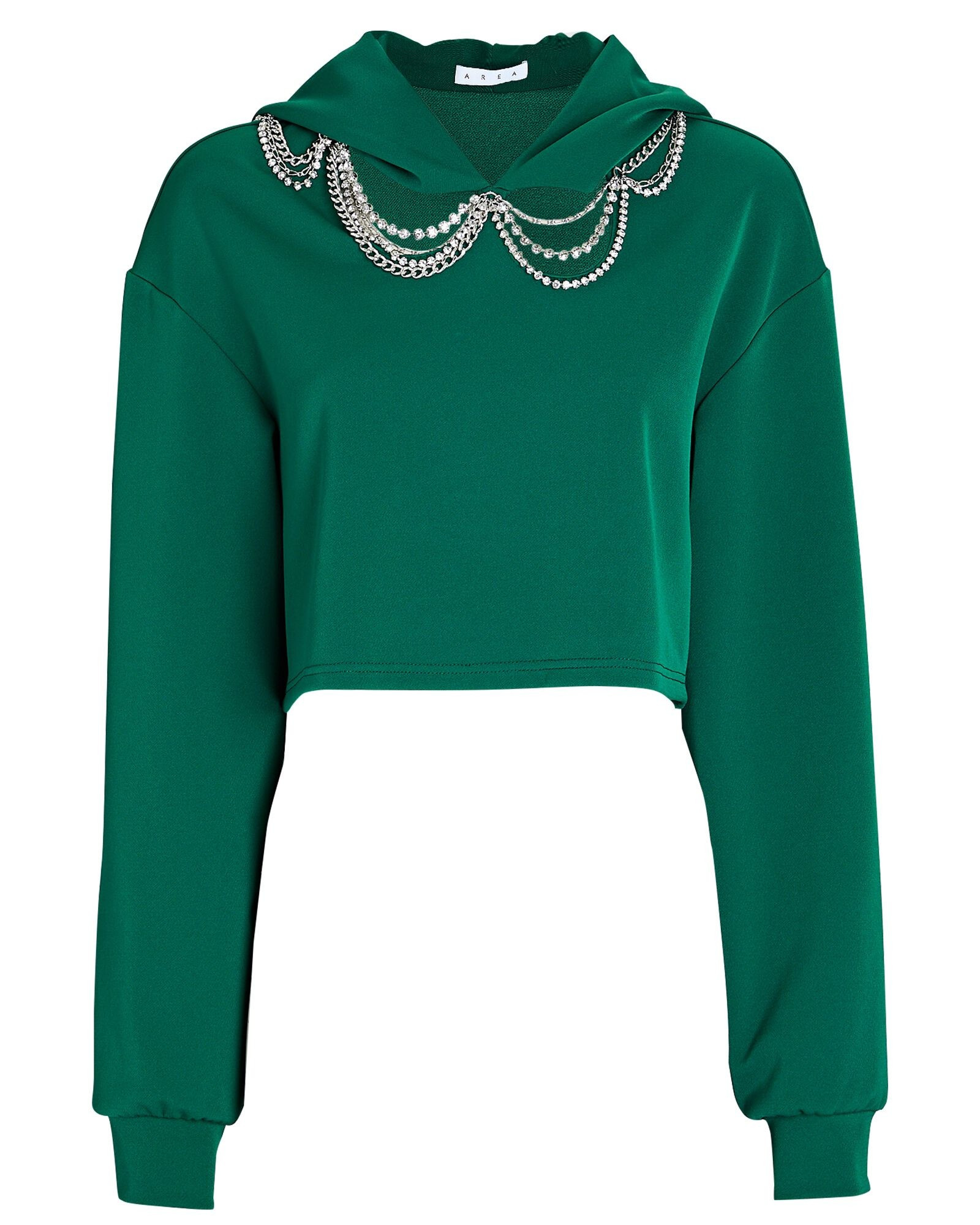 Cropped Crystal-Embellished Hooded Sweatshirt | INTERMIX