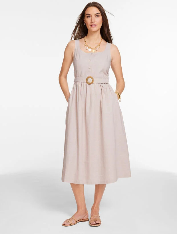 Sleeveless Linen Blend Fit & Flare Dress | Talbots