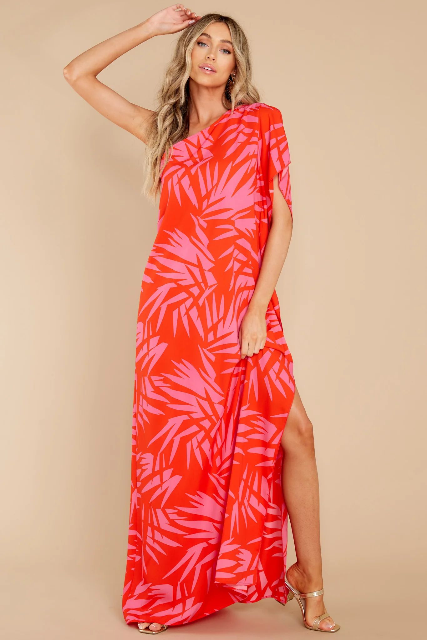 Take The Heat Red Print Maxi Dress | Red Dress 