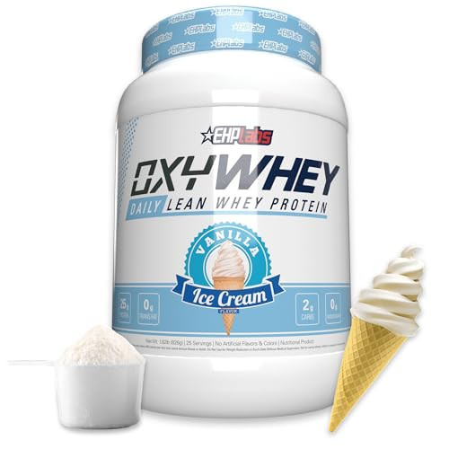 EHP Labs OxyWhey Whey Protein Isolate – 25g High Protein, Low Carb, Sugar Free Meal Replacement – Lean Whey Powder for Muscle Recovery – Non-GMO, Gluten Free – 25 Serves – Vanilla Ice Cream | Amazon (US)