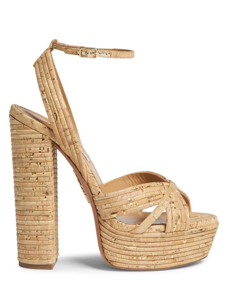 Sundance Plateau 140MM Textile-Leather Sandals | Saks Fifth Avenue