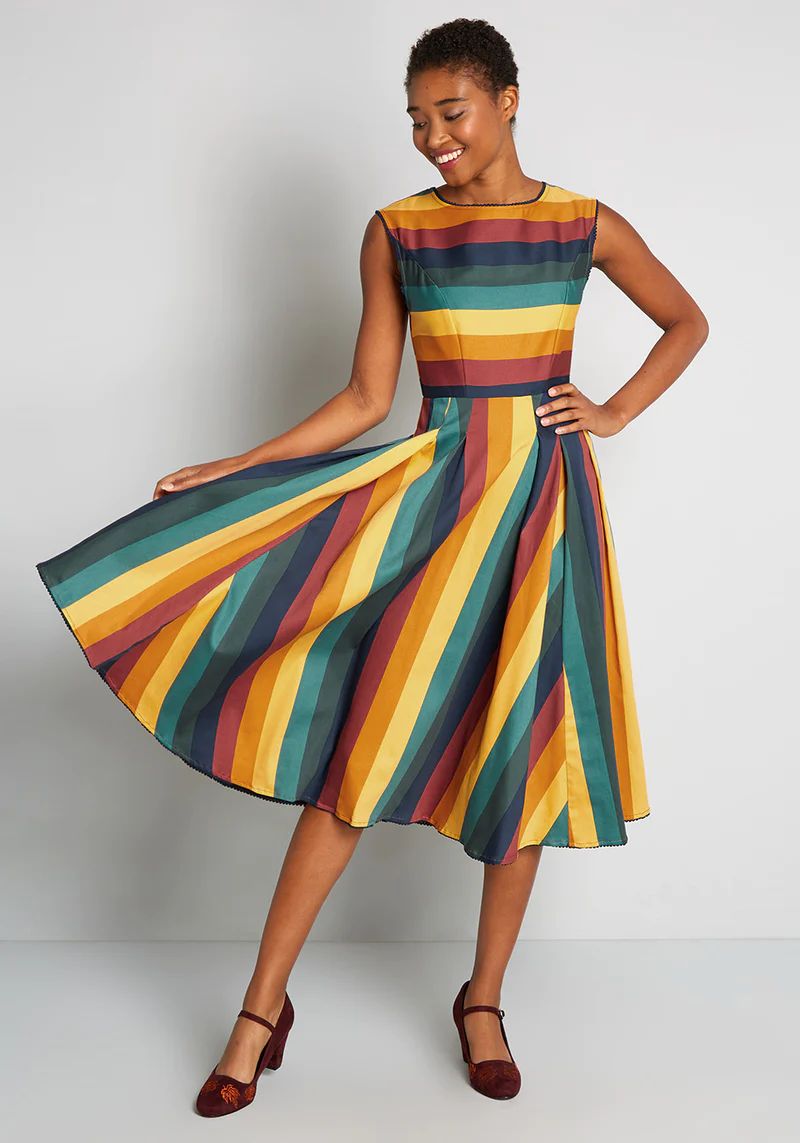 Slice Of Rainbow Fit and Flare Dress | ModCloth