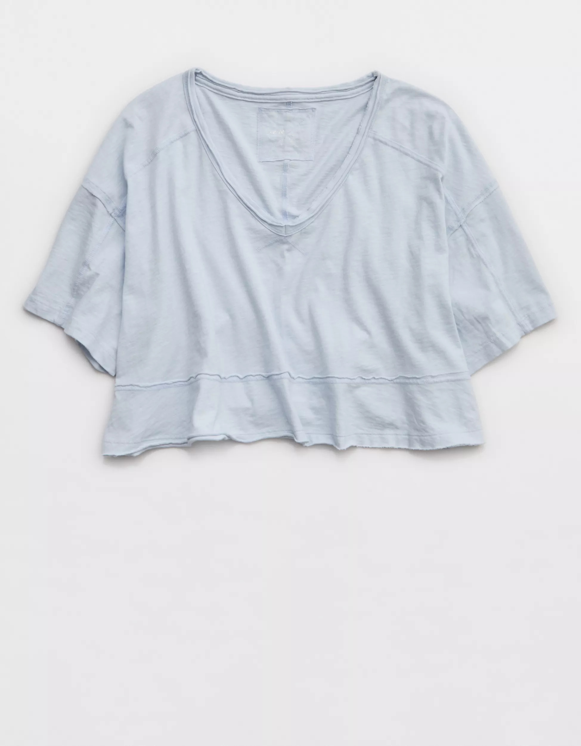 Aerie Happiest Cropped V Neck T-Shirt | Aerie