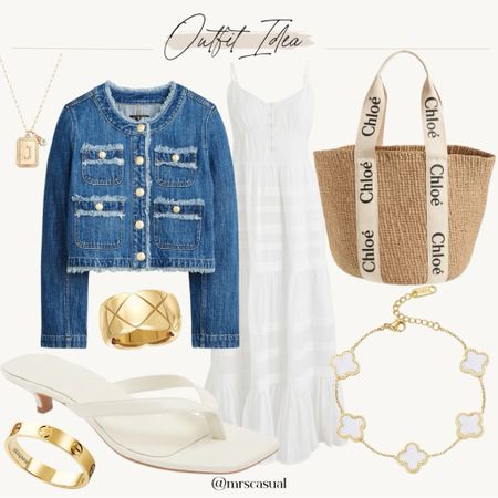 Obsessed with this denim lady jacket 😍 JCrew white dress outfit idea for summer 

#LTKStyleTip #LTKShoeCrush #LTKOver40