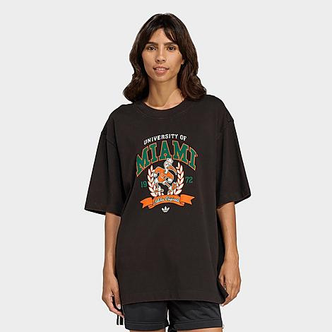 adidas Women's Originals Miami Hurricanes Graphic T-Shirt in Black Size: XS | Finish Line (US)