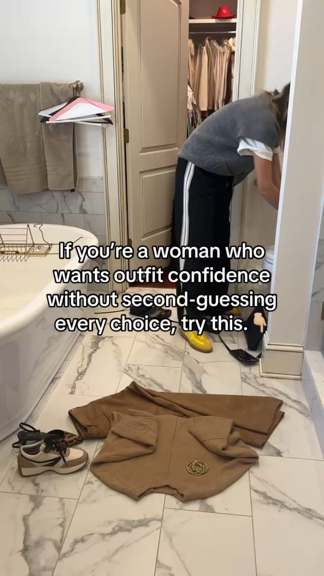 Take a photo of yourself in the outfit before you leave. 

Look at the photo. If you feel good seeing it, wear it. If something feels off, adjust it. 

This removes the mental spiral and gives you objective clarity in 30 seconds. No more second-guessing all day. 

Trust what you see, not what you overthink. 

💾 Save this if you struggle with outfit doubt