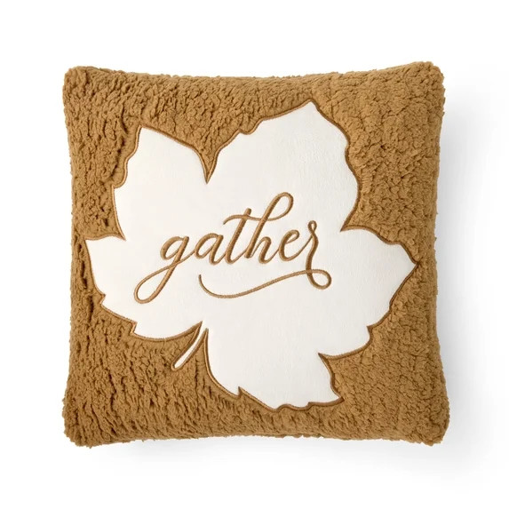 Way To Celebrate 18"x18"" Harvest Gather Polyester Decorative Pillow | Walmart (US)