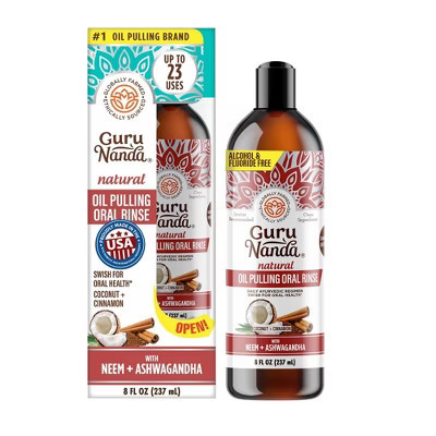 GuruNanda Coconut & Cinnamon Oil Pulling Flavor + Neem and Ashwagandha Mouthwash - 8 fl oz | Target