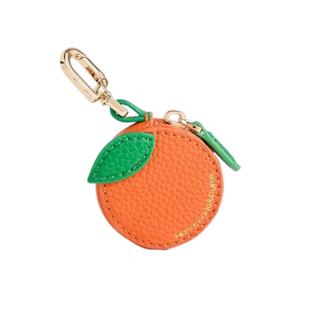Orange Leather Coin Purse Charm with AirTag Holder, Mini Keychain Accessory | Amazon (US)