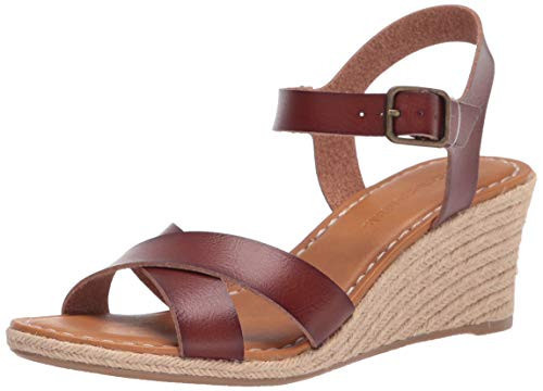 Amazon Essentials Women's Ankle Strap Espadrille Wedge Sandal, Brown, 7 | Amazon (US)