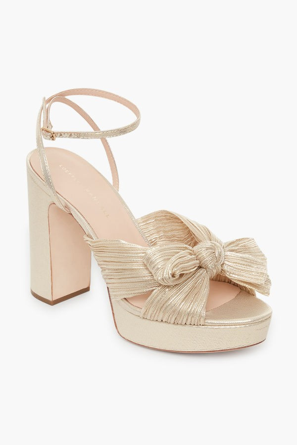 Platinum Lame Natalia Heels | Loeffler Randall | Tuckernuck (US)