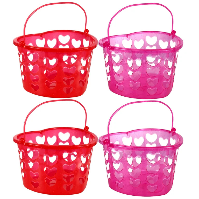 Heart Shaped and Slotted Baskets Bucket with Handles for Valentines Day Plastic Bin Container Par... | Walmart (US)