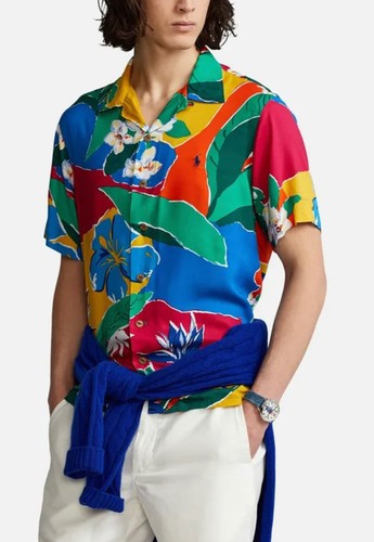 NWT Polo Ralph Lauren PARADISO TROPICAL Short Sleeve CAMP Shirt size MEDIUM | eBay US