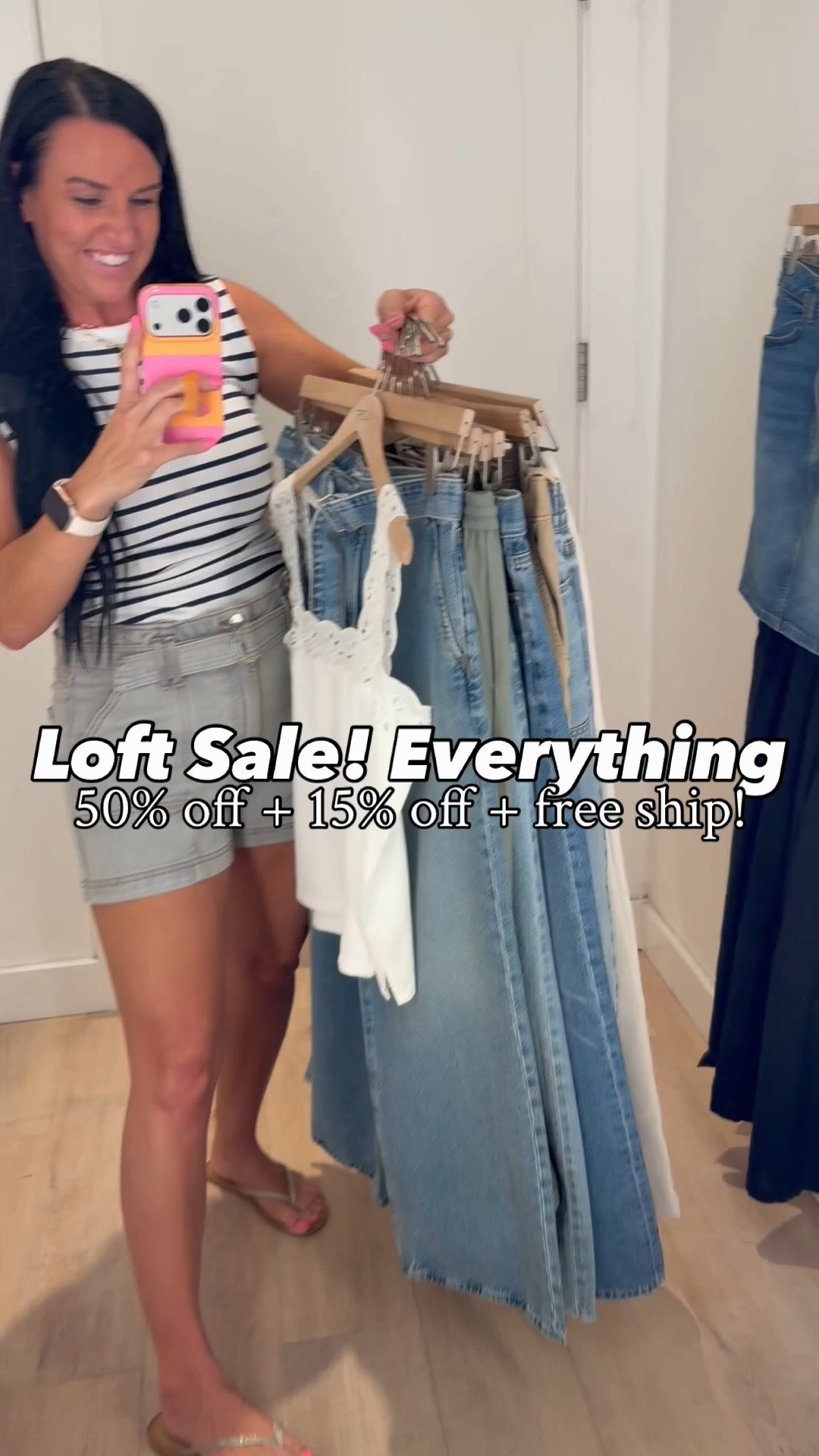 Loft sale!!! 🚨 50% off + an extra 15% off & free shipping!! 

All of these would be great outfits for winding down the summer or end of summer vacation with a tube top or a favorite tank top! BUT! Many styles will also be amazing when teachers go back to school this fall!! 

(Everything fits true to size, I’m in my normal size S or 4; exceptions: I sized down in the denim skirt.) Here’s what I tried on— balloon leg pants (LOVE the olive green! And they also come in black), barrel leg drawstring jeans (perfect for casual Fridays with your school tshirt, setting up your classroom, or HH after school), lace mini skirt, belted denim shorts, wide leg jeans in various washes, classic smocked black maxi dress, denim skirt, sleeveless sweater top, and a closet staple ruched top in white and stripes.

#loveloft @loft #backtoschool #teacheroutfits #summeroutfits summer outfit ideas, back to school, teacher outfit ideas, elementary education, primary teacher outfit ideas, casual workwear, style over 40, teacher pants, teacher dress, on sale now!

#LTKSeasonal #LTKOver40 #LTKSaleAlert