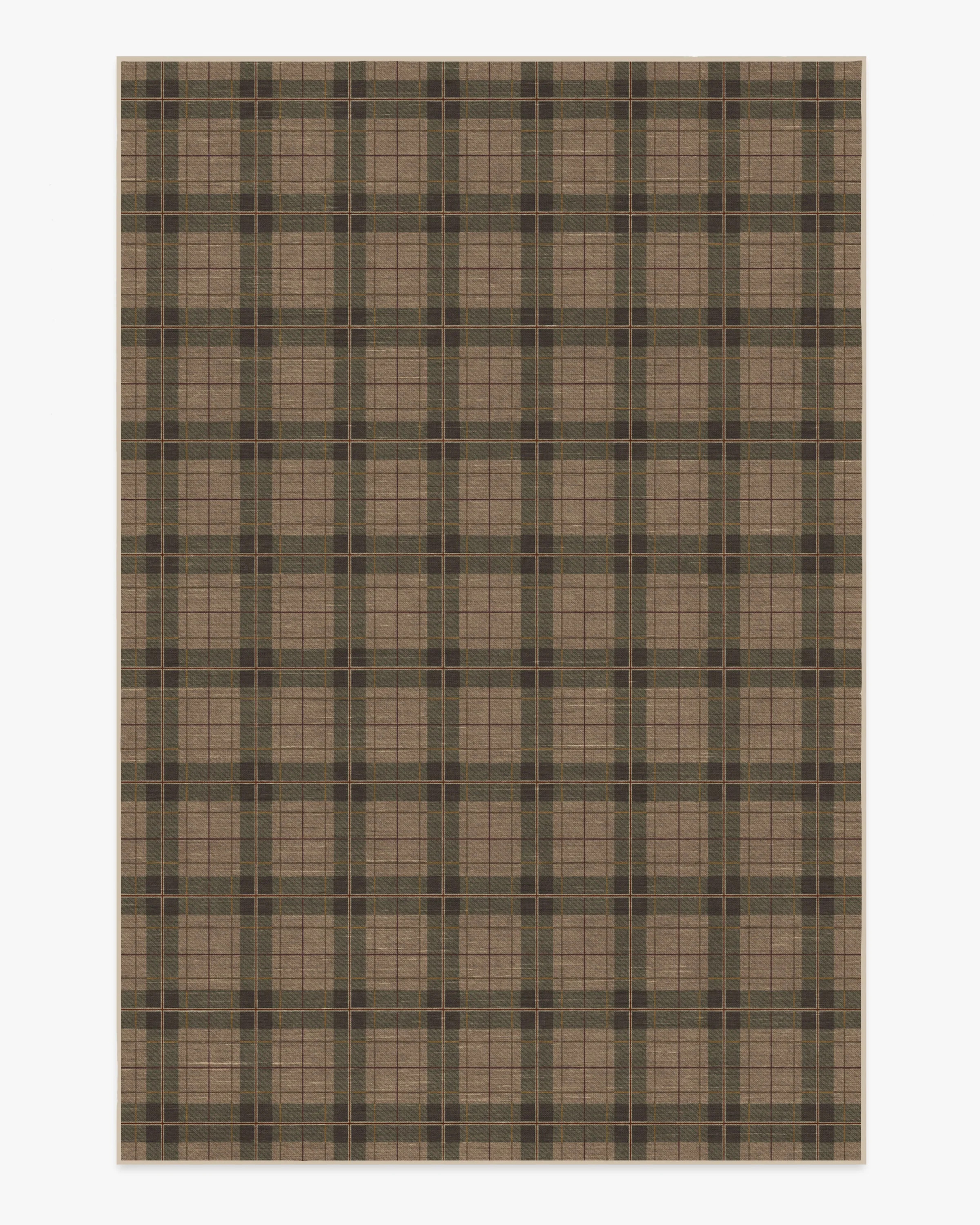 Alfie Plaid Natural & Green Rug | Ruggable | Ruggable