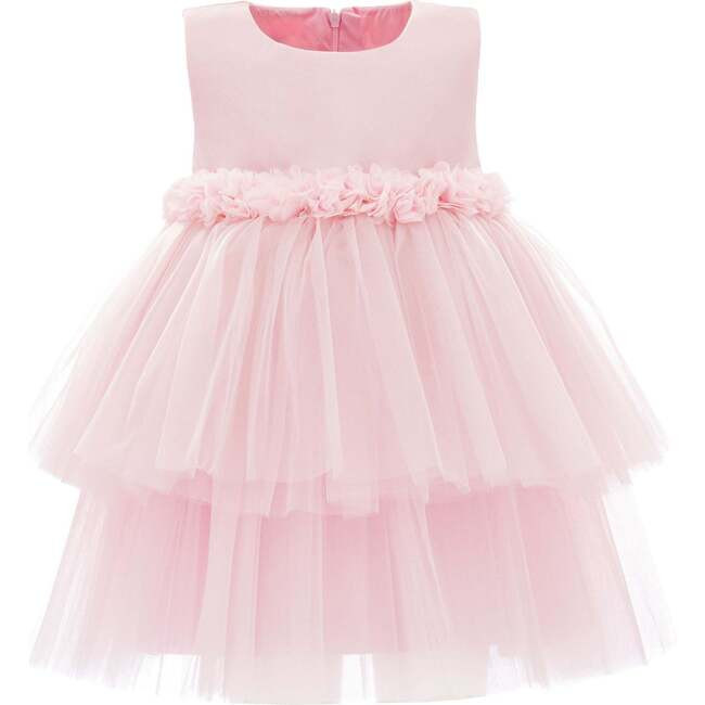 Floral Belt Tulle Dress, Pink | Maisonette
