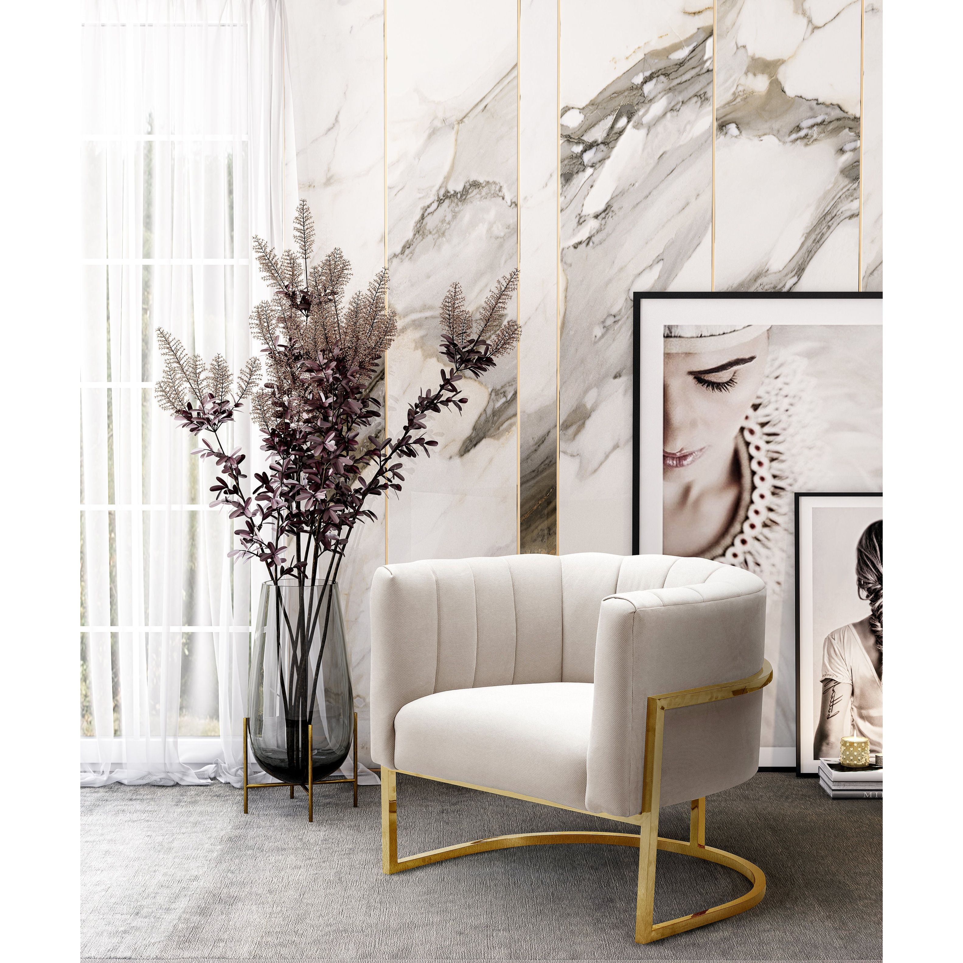 Magnolia Spotted Cream Chair with Gold Base - Walmart.com | Walmart (US)