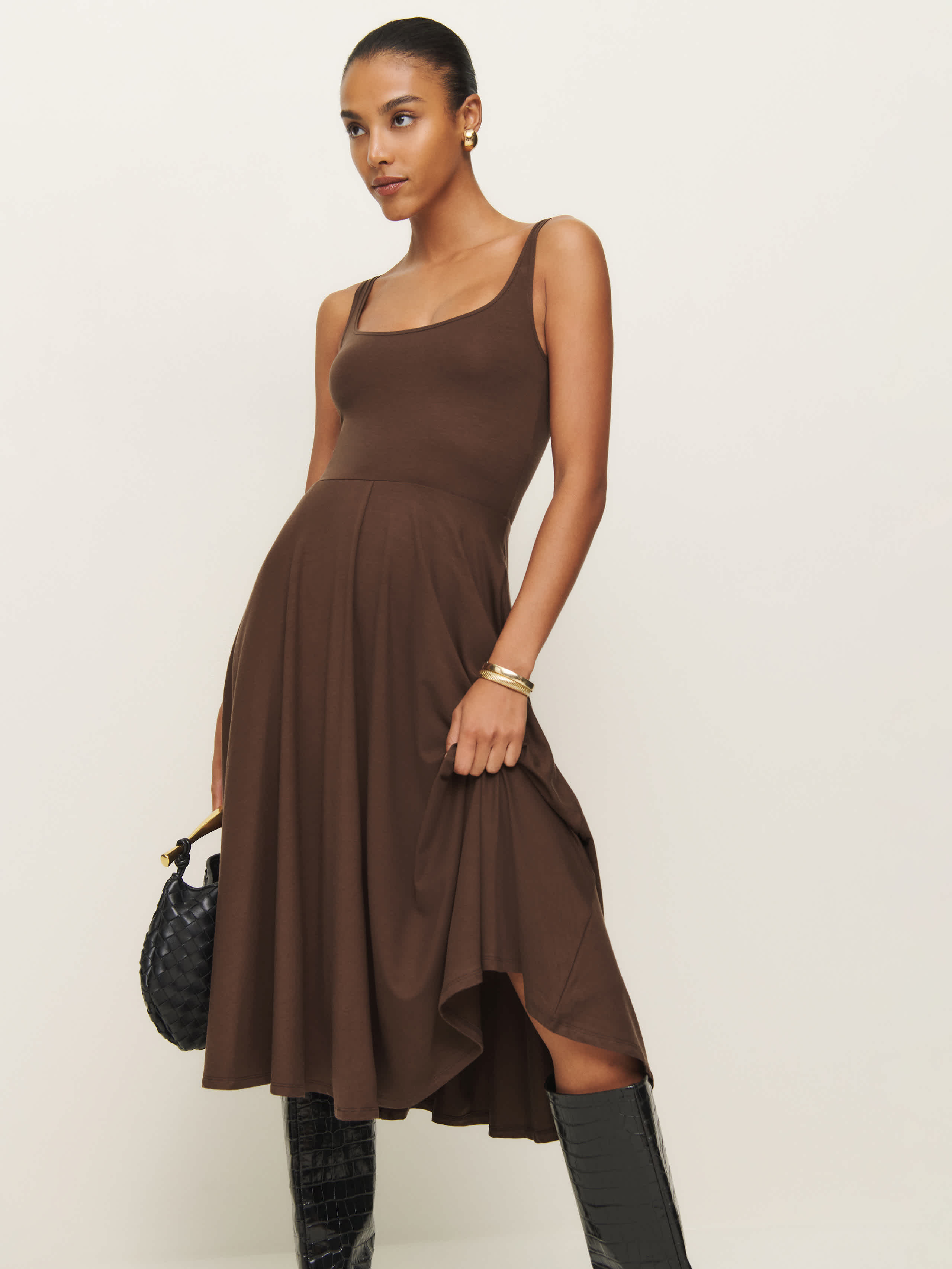 Reformation Rou Knit Dress Brown Small | Reformation (Global)