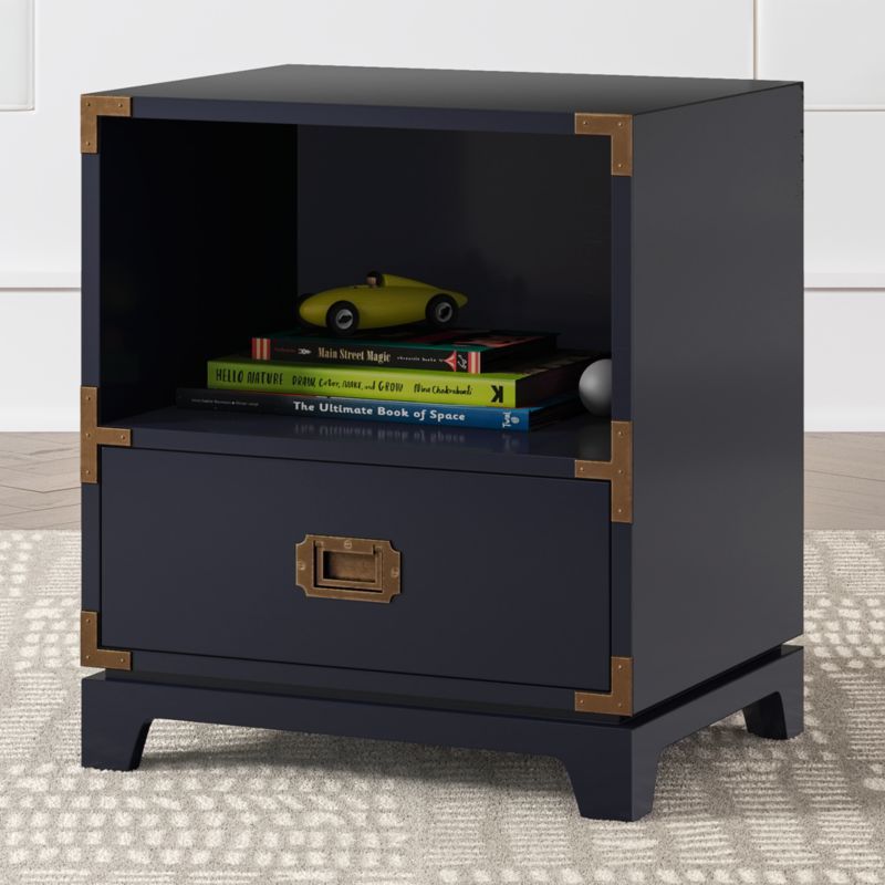 Navy Blue Campaign Kids Nightstand + Reviews | Crate & Kids | Crate & Barrel
