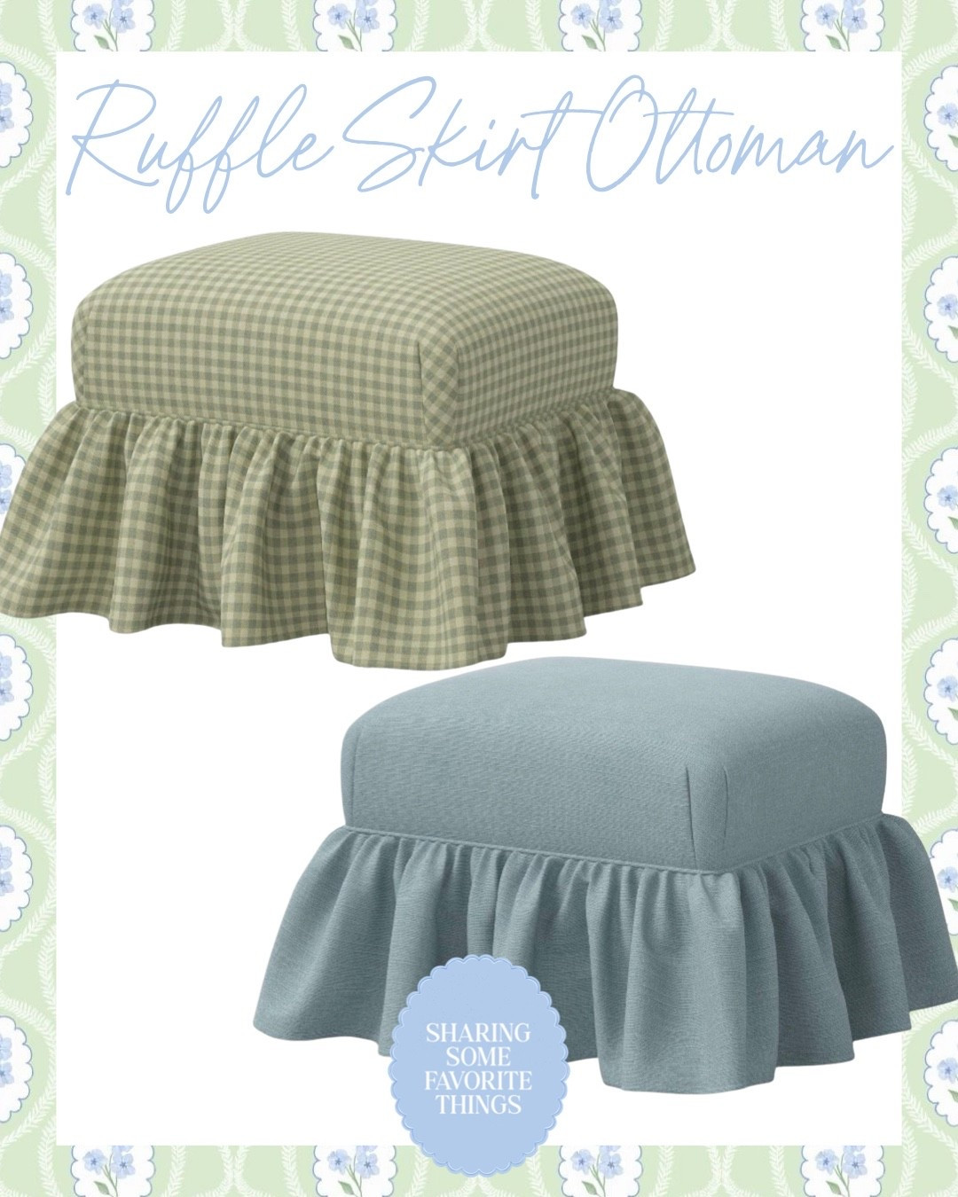 This Ruffle Skirt Ottoman looks SO high end… like a $1,000+ designer piece 🤍 but it’s actually only $280!!

The ruffle detail + classic gingham = timeless, elevated, and so pretty in any space 👏🏼

And it comes in several other colors too 🙌🏼

Such a good find if you love that designer look for less✨

#homedecor #home #interior #interiordesign #cozyspaces #warmspaces #ltkhome #homedesign #homestyle #design #style #potterybarn #mcgee #mcgeeandco #classicstyle #classicdecor #classicstyle #chair #ottoman #livingroom #livingroomfurniture #bedroom #bedroomfurniture  #furniture #timeless #timelessdecor #timelessstyle #target #targetstyle #targethome #targetdecor #targetdoesitagain #nursery #nurserydecor #affordable #affordabledecor #affordablestyle #affordablehome #affordabledesign #budget #budgetfriendly #budgetdecor #budgetstyle #styleonabudget #homedecoronabudget #homeinspo #homestyle #deal #dealoftheday #lookforless #designerlookalike 
  

#LTKBump #LTKSaleAlert #LTKHome