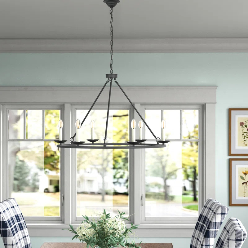 Pickensville 6 - Light Dimmable Wagon Wheel Chandelier | Wayfair North America