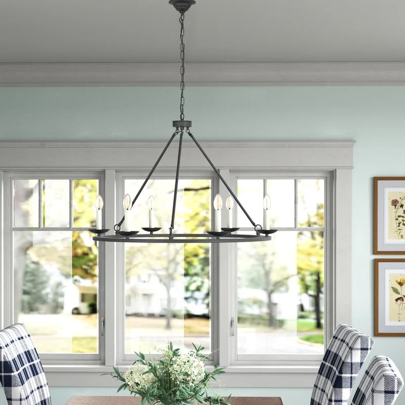 Pickensville 6 - Light Dimmable Wagon Wheel Chandelier | Wayfair North America