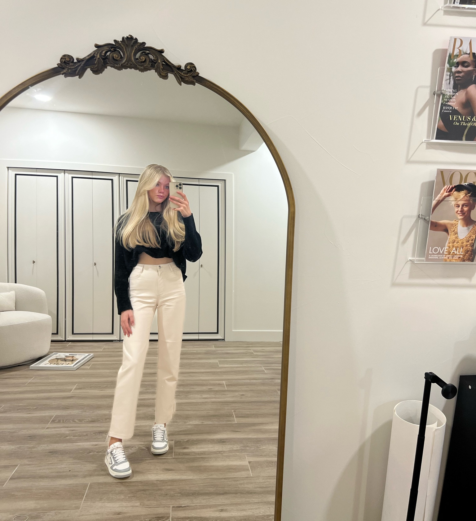 Little school OOTD from today! I have been loving my winter staples recently to go with my gorgeous new Prada sneakers! They really elevate even a simple outfit! Simple cream leather pants and a knit sweater. I love mixing more expensive investment items with mid priced or high street items. You seriously don’t need to splurge on every item in your wardrobe to look sophisticated- just a few classic staples that you can mix and match! 
- follow me for more daily outfit INSPO and tips! 🤍☕️

#LTKhome #LTKfit #LTKstyletip