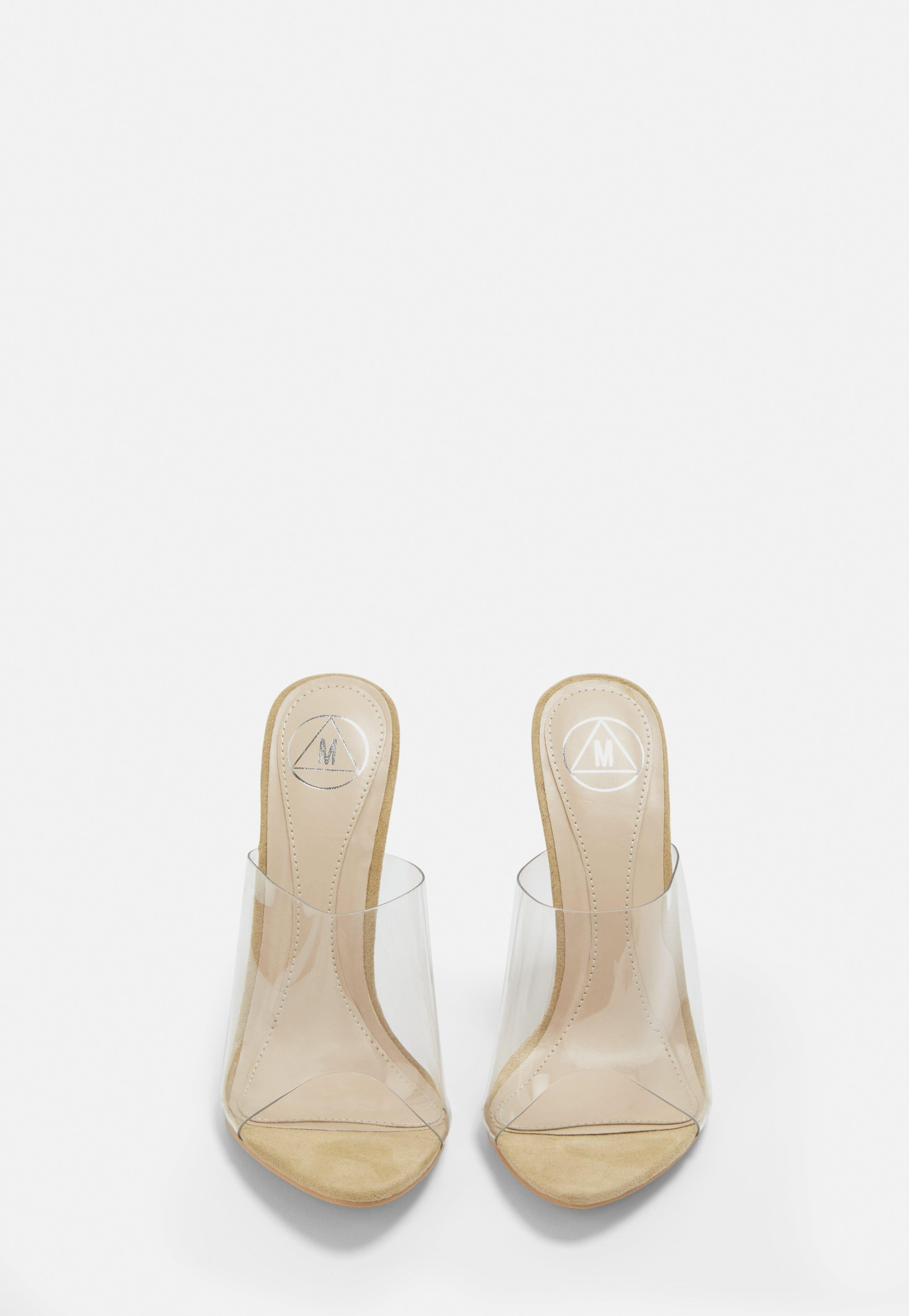 Missguided - Stassie x Missguided Nude Pointed Clear Mules | Missguided (US & CA)