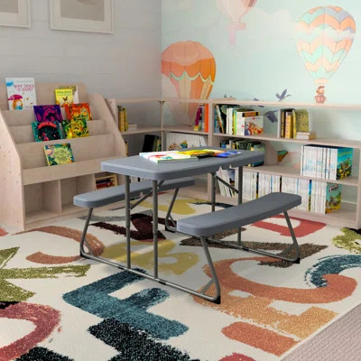 Commercial Grade Easy-Fold Folding Plastic Kids Outdoor Picnic Table and Benches | Wayfair North America